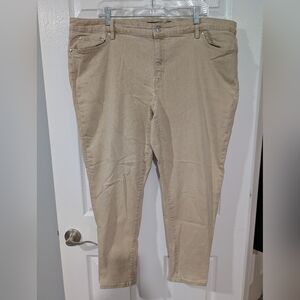 Lauren Ralph Lauren Khaki Color High-Rise Skinny Cropped Denim Jeans in Size 22W